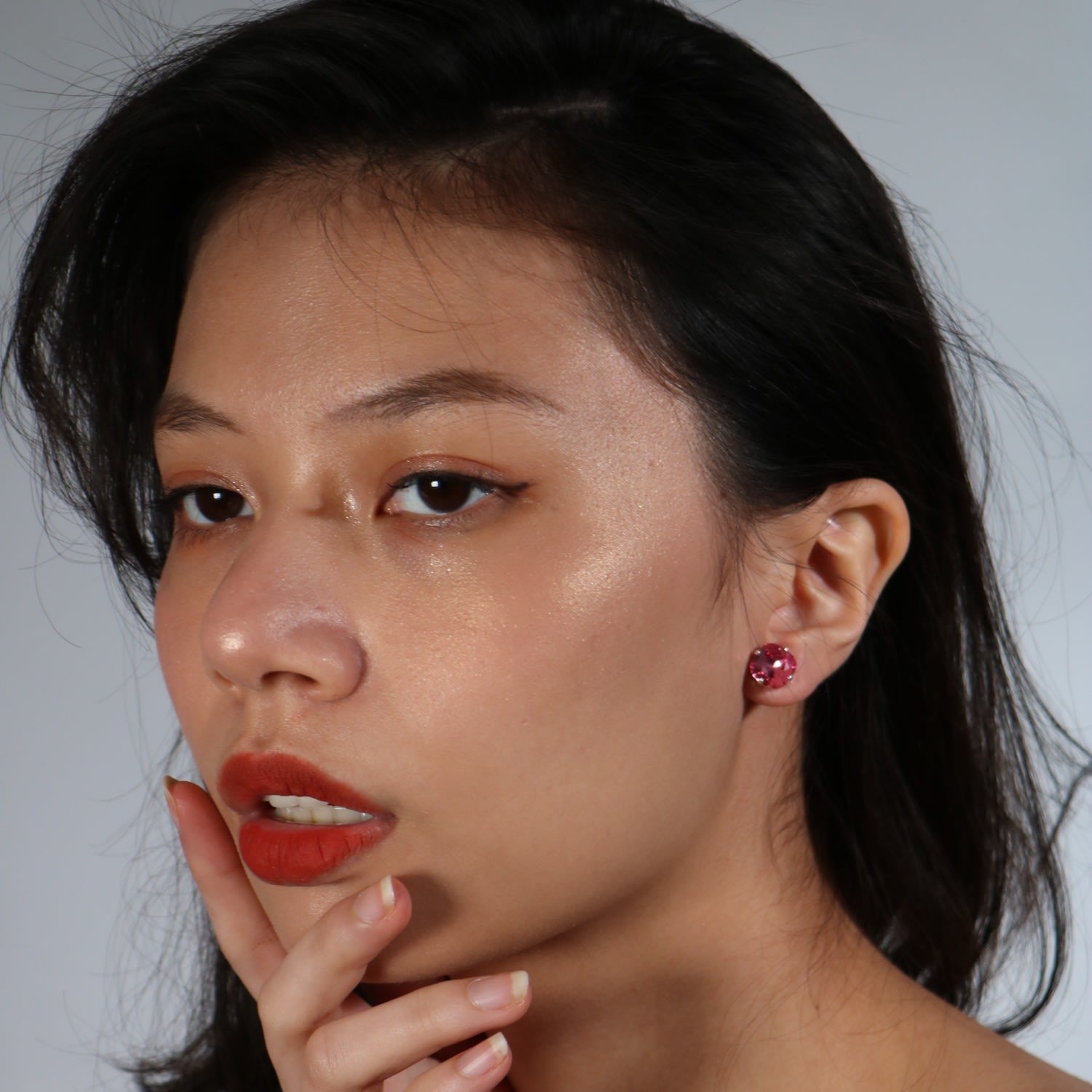 The Little Pink Stud In Platinum