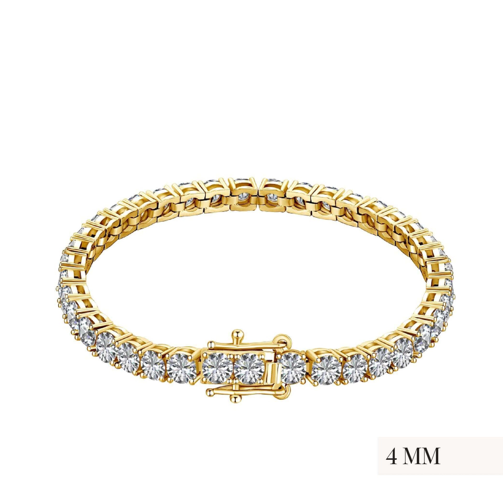 The Luxxe Tenné Premium Zirconia Bracelet In Gold Coated Sterling Silver Size Four Mm