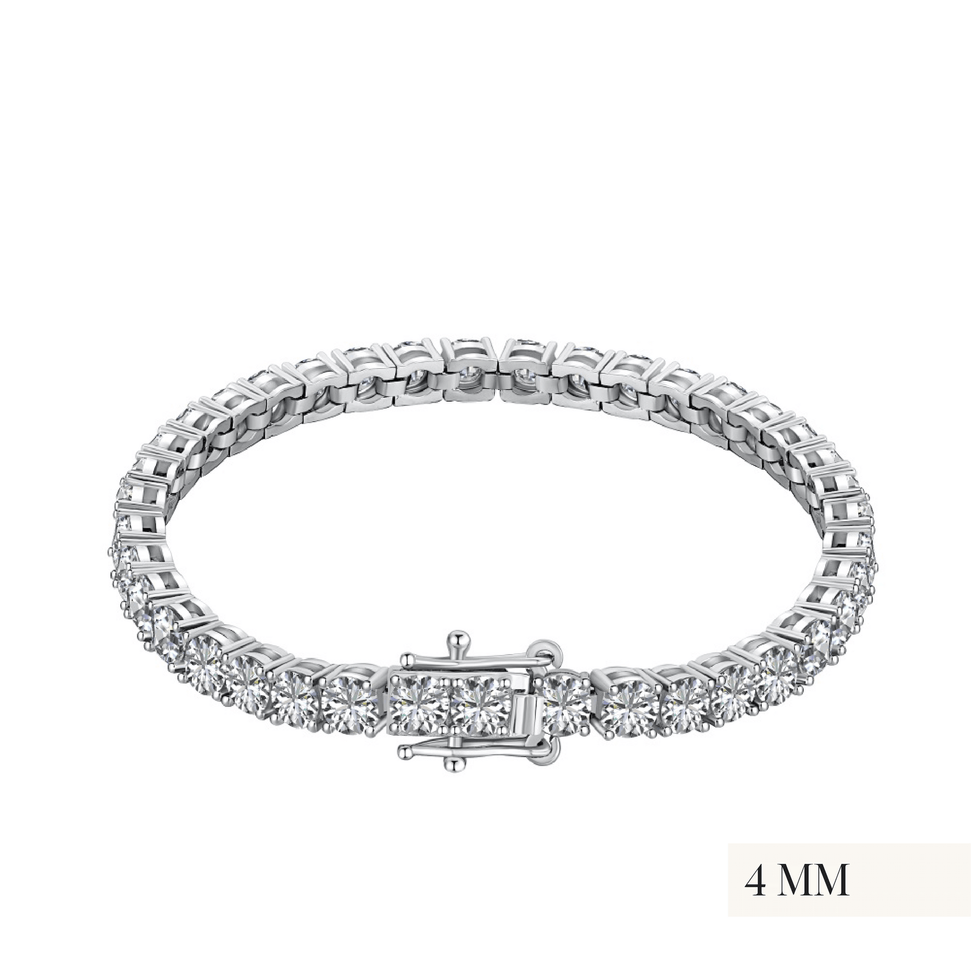 The Luxxe Tenné Premium Zirconia Bracelet In Sterling Silver Size Four Mm