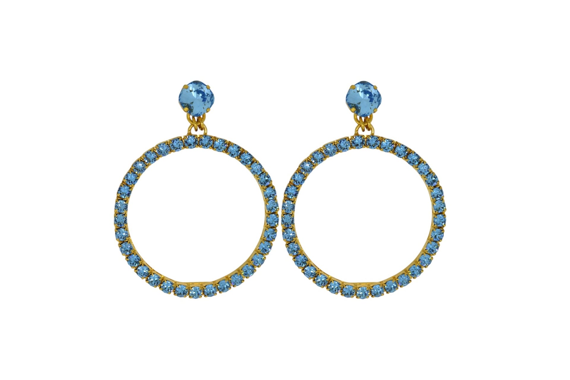 The Medium Blue Hoop Earrings In Gold - Pierced