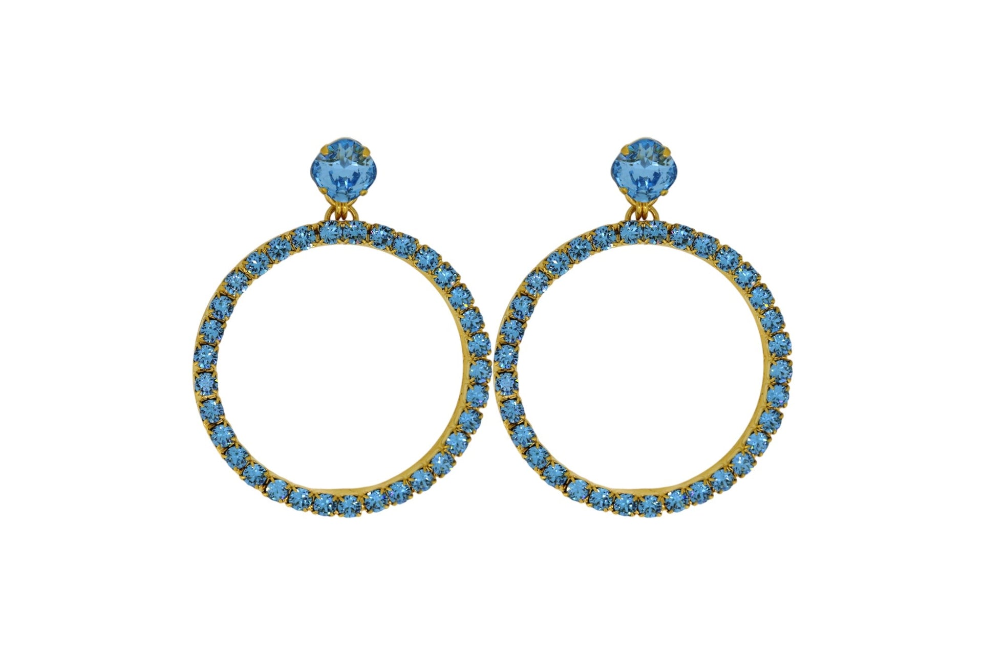 The Medium Blue Hoop Earrings In Platinum - Clip