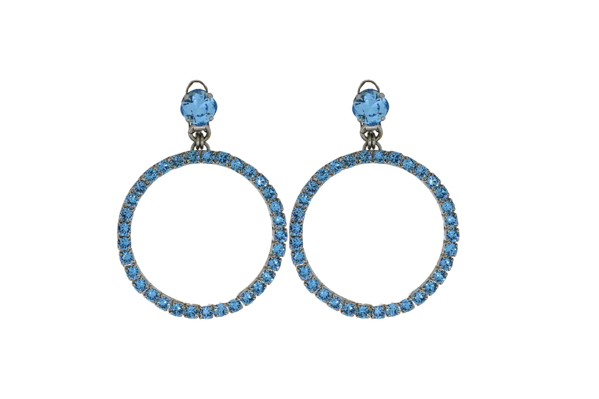 The Medium Blue Hoop Earrings In Platinum - Pierced