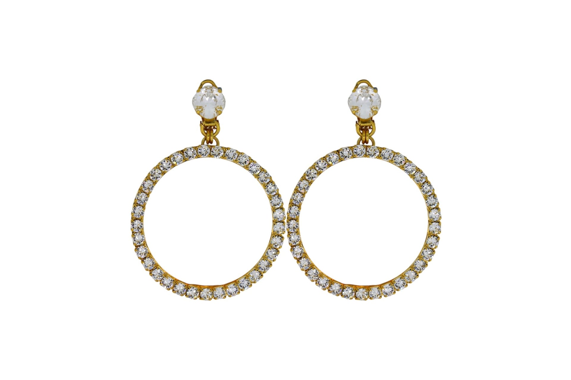 The Medium Clear Hoop Earrings In Gold - Clip