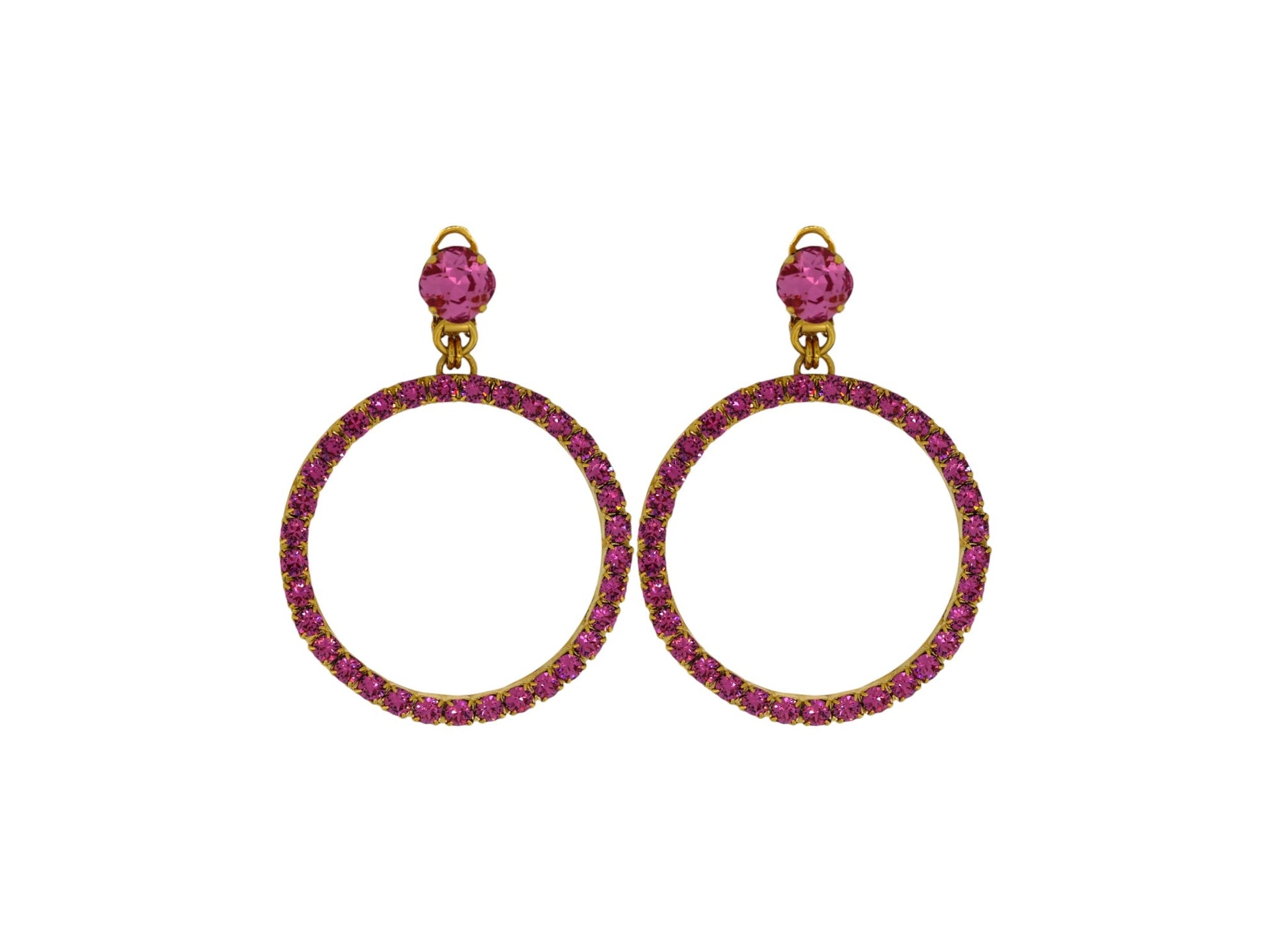 The Medium Pink Hoop Earrings In Gold - Pierced
