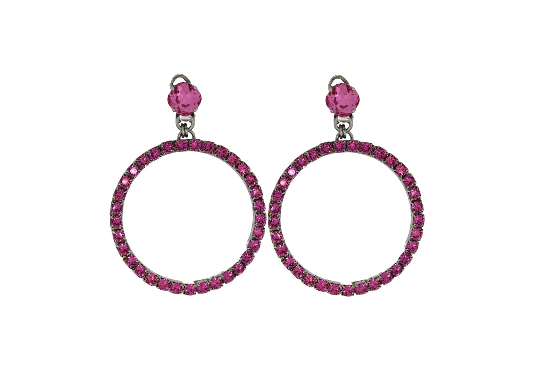 The Medium Pink Hoop Earrings In Platinum - Clip