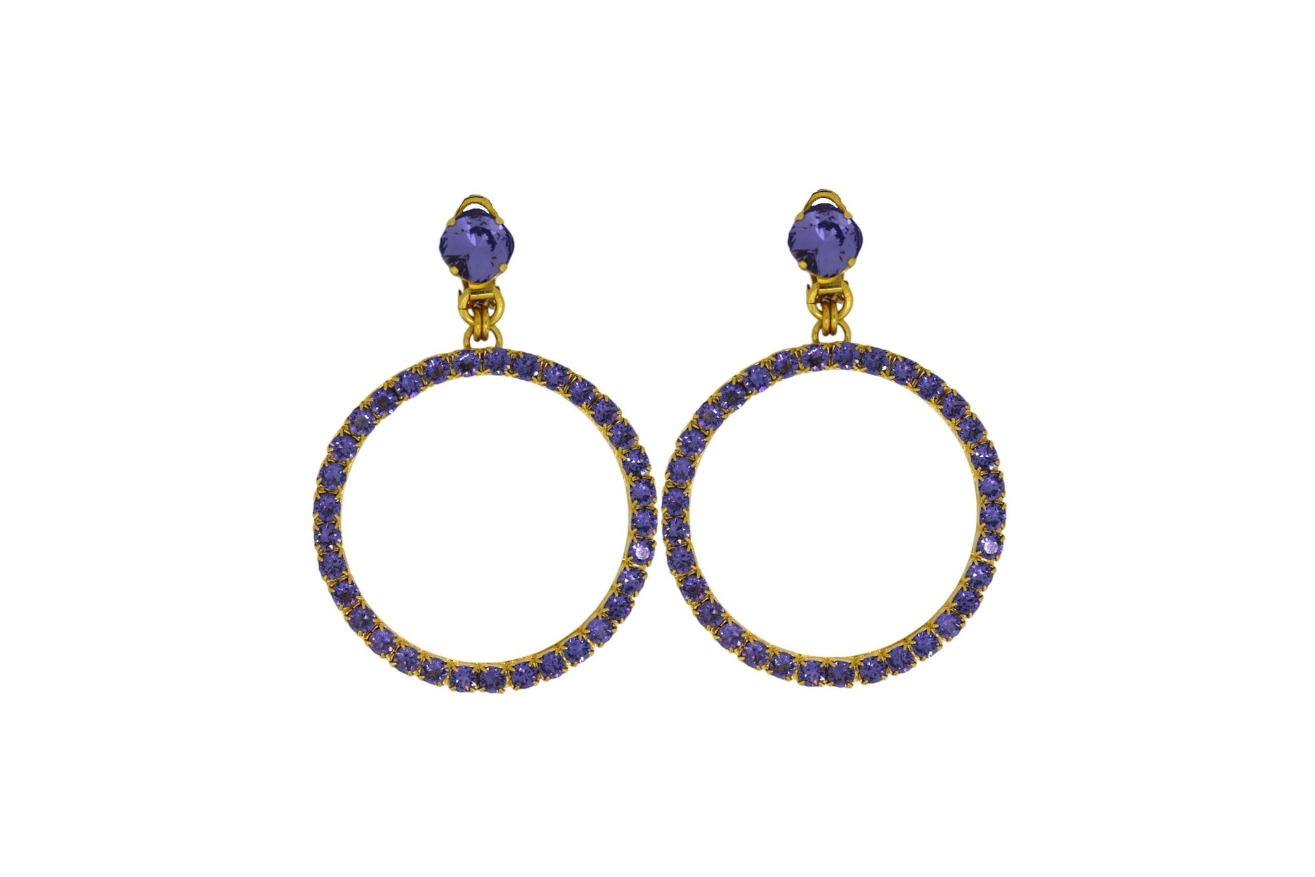 The Medium Purple Hoop Earrings In Gold - Clip