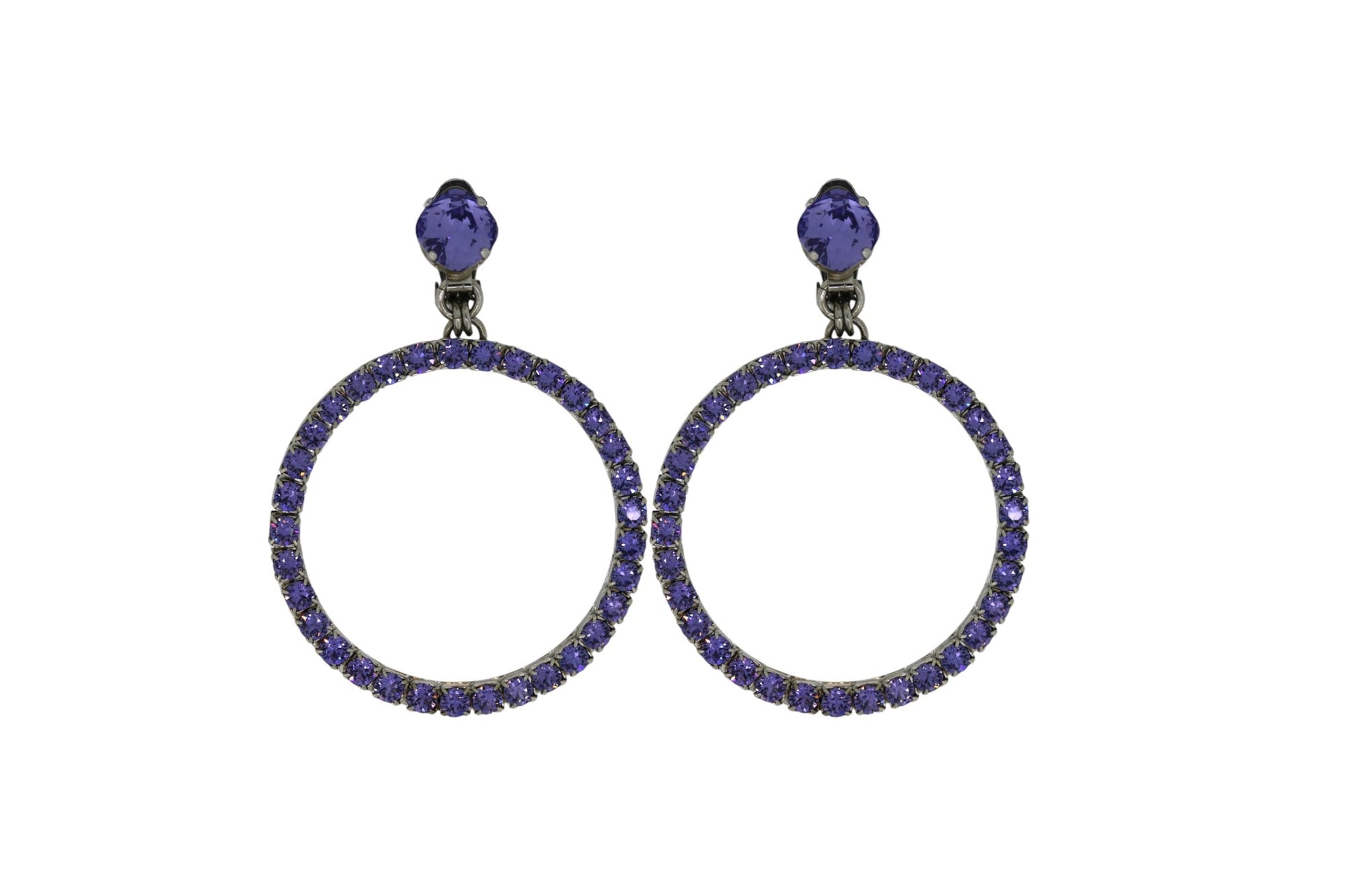 The Medium Purple Hoop Earrings In Platinum - Pierced