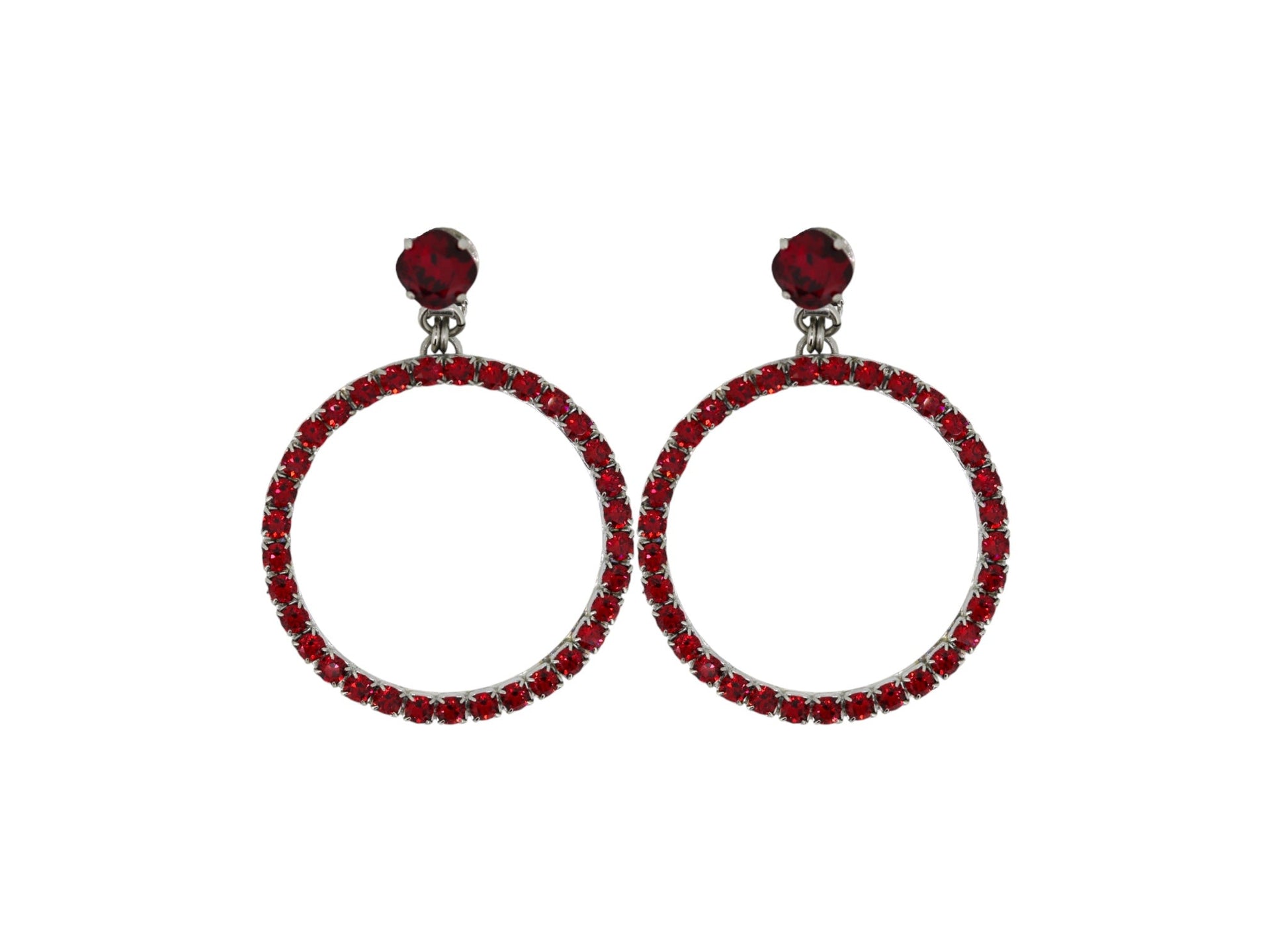 The Medium Red Hoop Earrings In Platinum - Clip