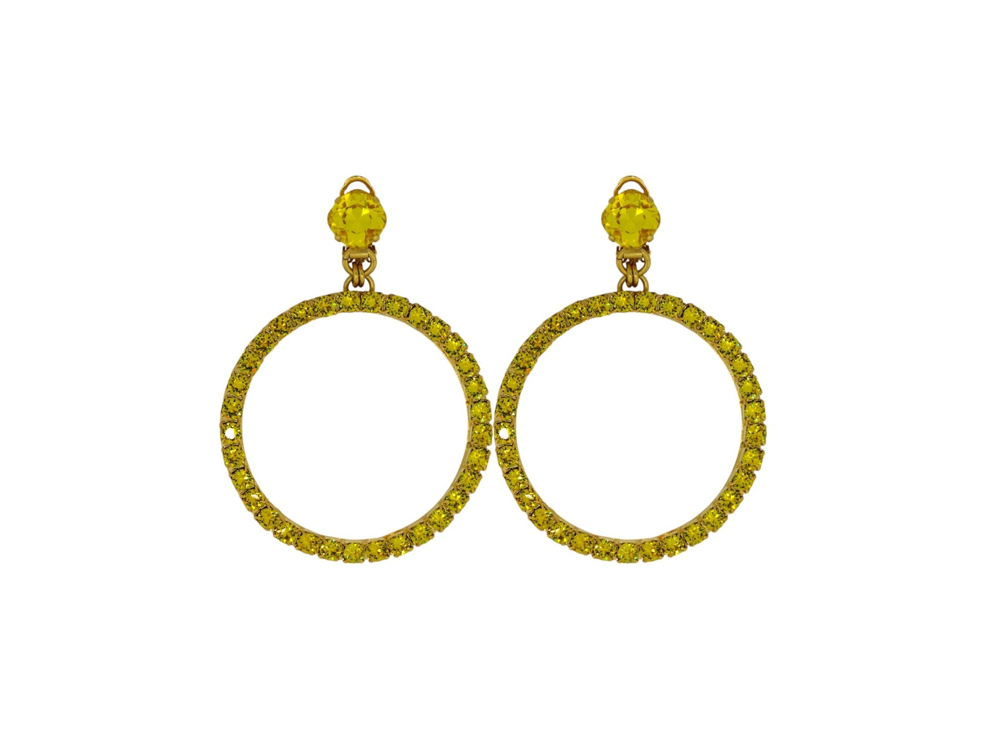 The Medium Yellow Hoop Earrings In Gold - Pierced