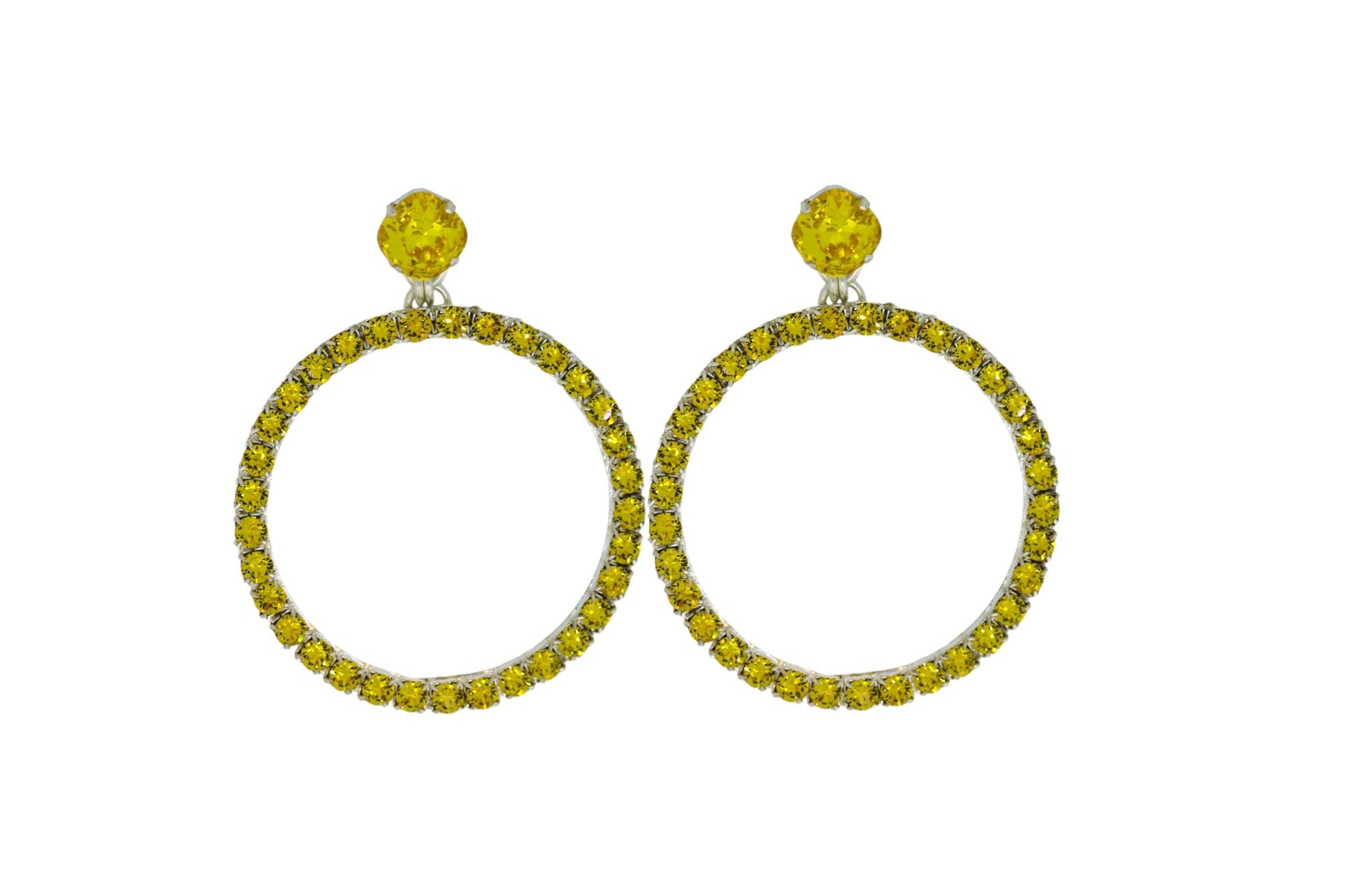 The Medium Yellow Hoop Earrings In Platinum - Clip