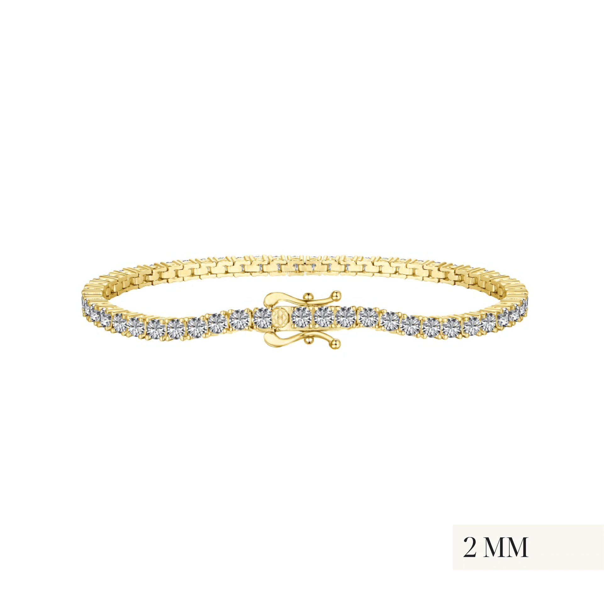 The Petite Luxxe Tenné Premium Zirconia Bracelet In Gold Coated Sterling Silver Size Two Mm