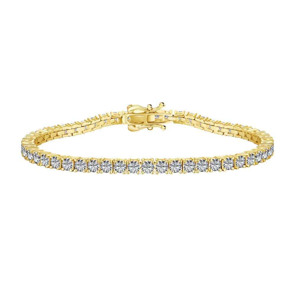 The Petite Luxxe Tenné Premium Zirconia Bracelet In Gold Coated Sterling Silver Size Two Mm