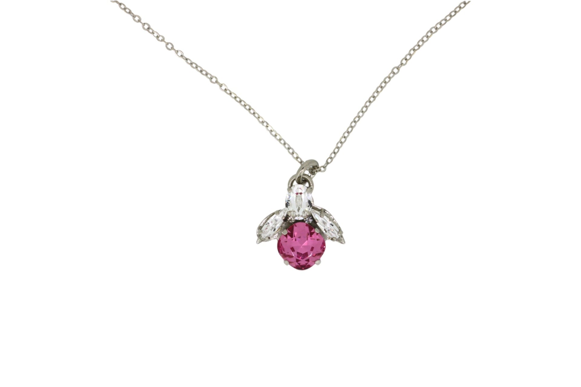 The Pink Bee Necklace In Platinum - Long