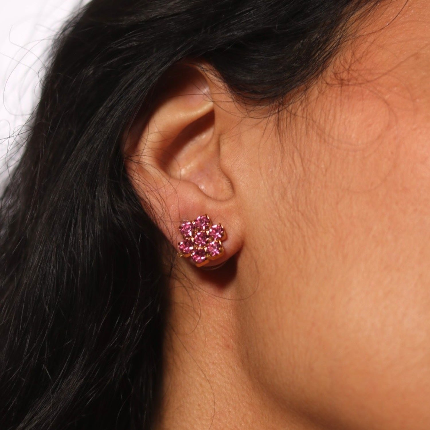 The Pink Hive Earrings In Gold - Pierced
