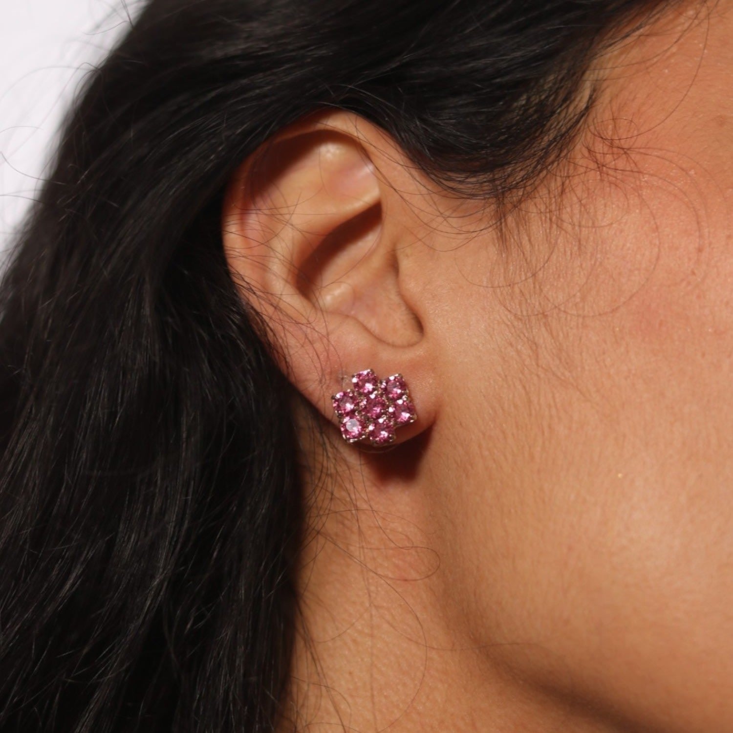The Pink Hive Earrings In Platinum - Clip
