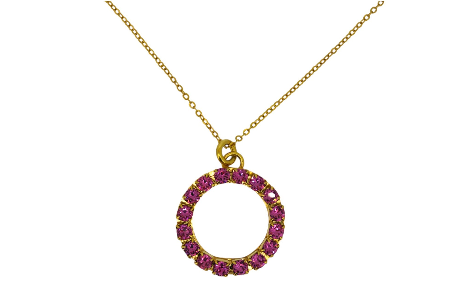 The Pink Hoop Necklace In Gold - Long