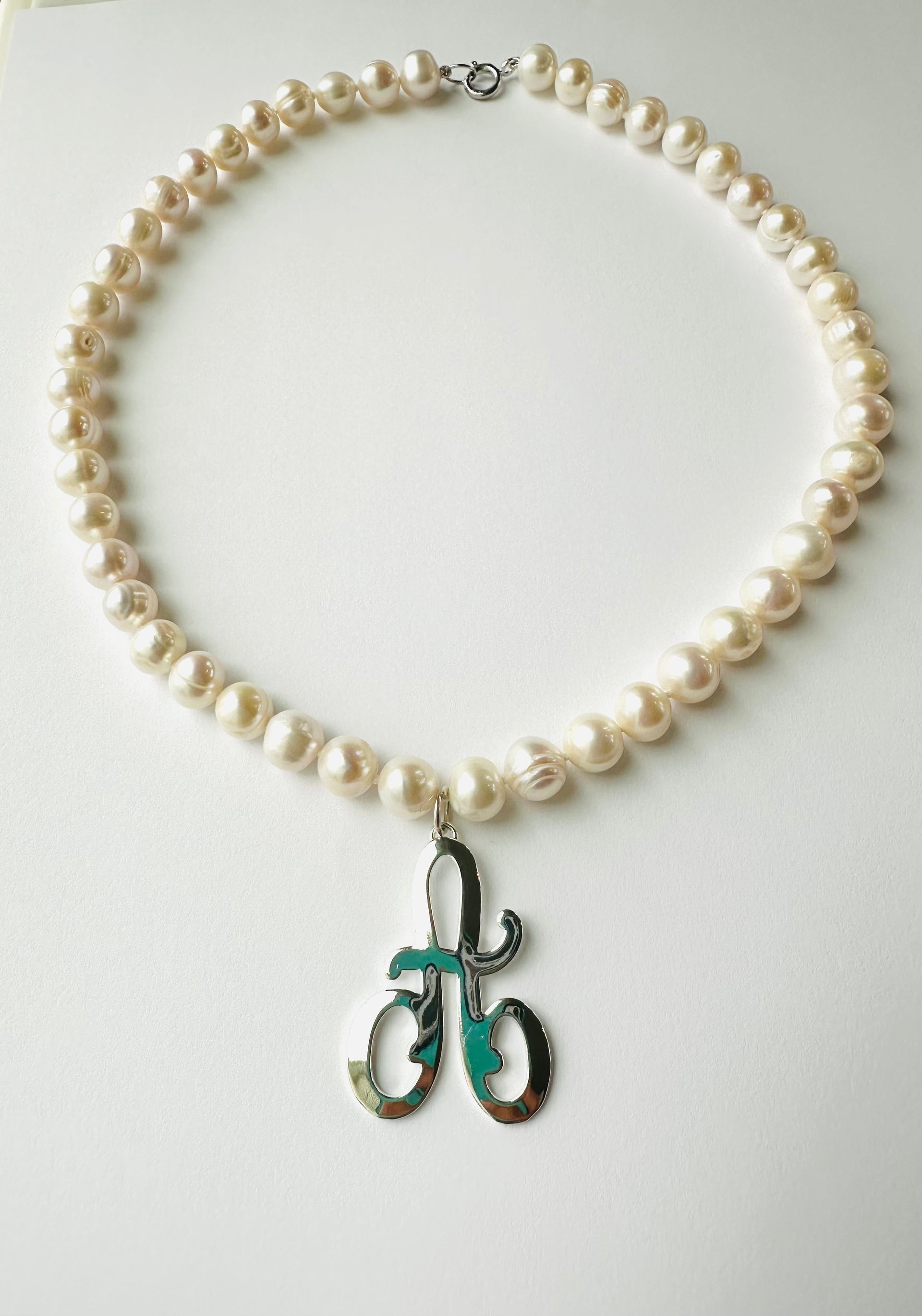 The Pink Reef Cultured Pearl Sterling Silver Initial Necklace