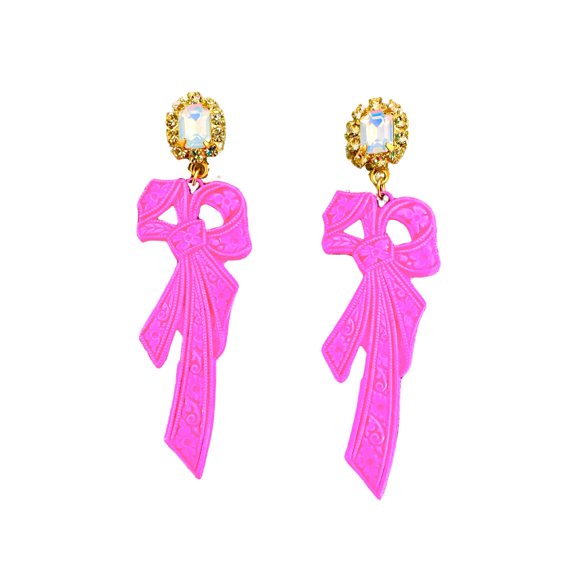 Hand-Painted Retro Bow In Hot Pink
