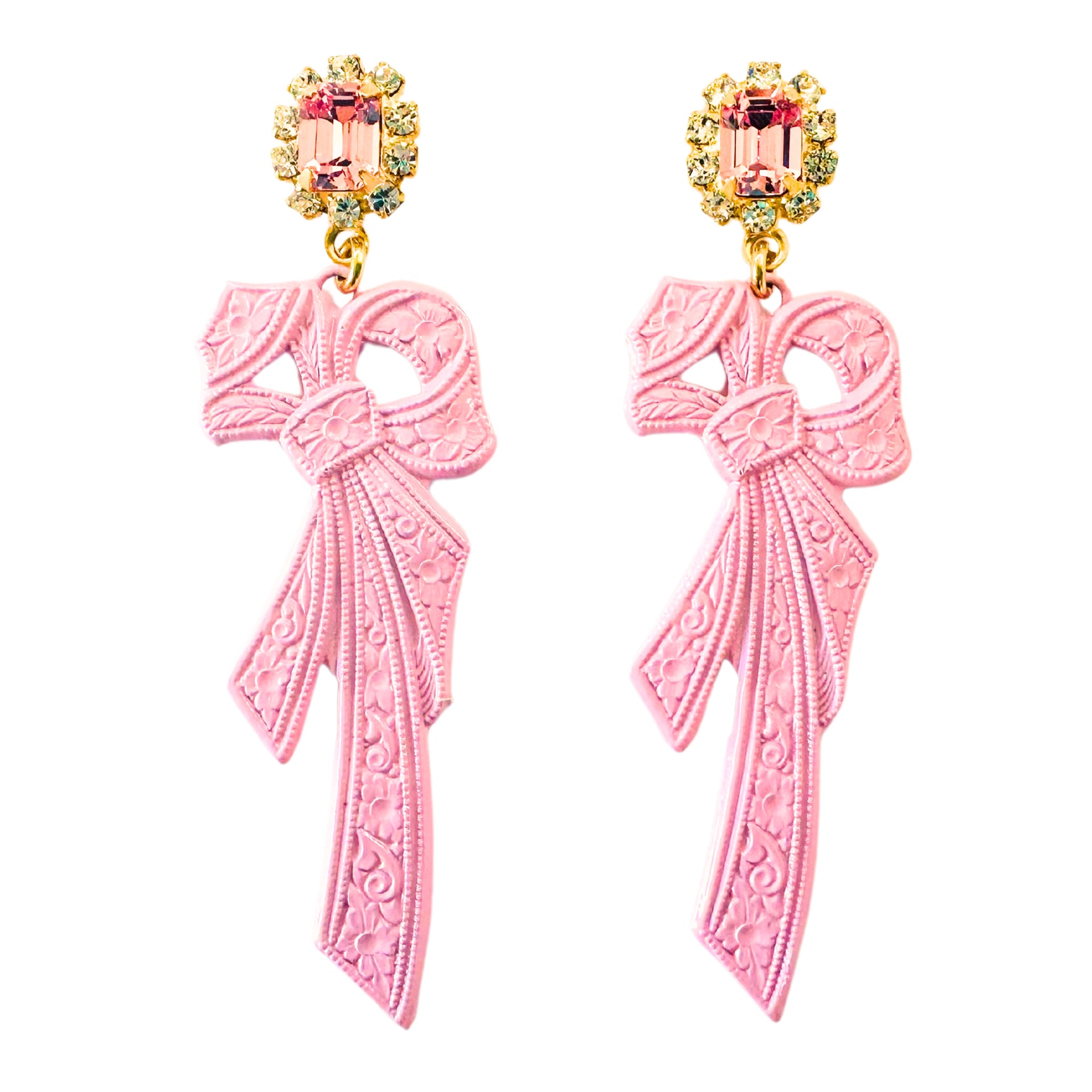 The Pink Reef Hand-Painted Retro Bow In Pink