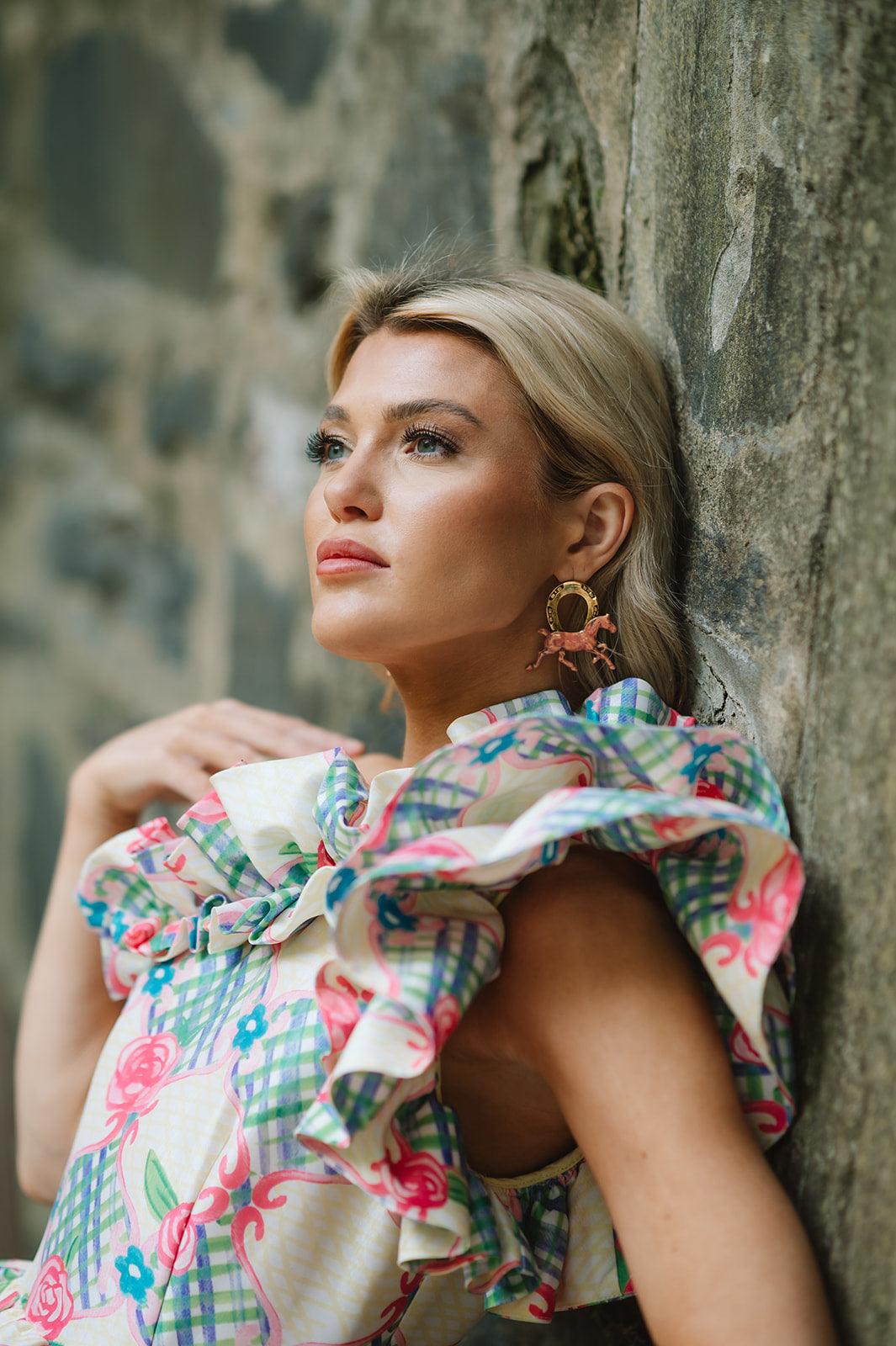 The Pink Reef Keeneland Horse Earring In Pink