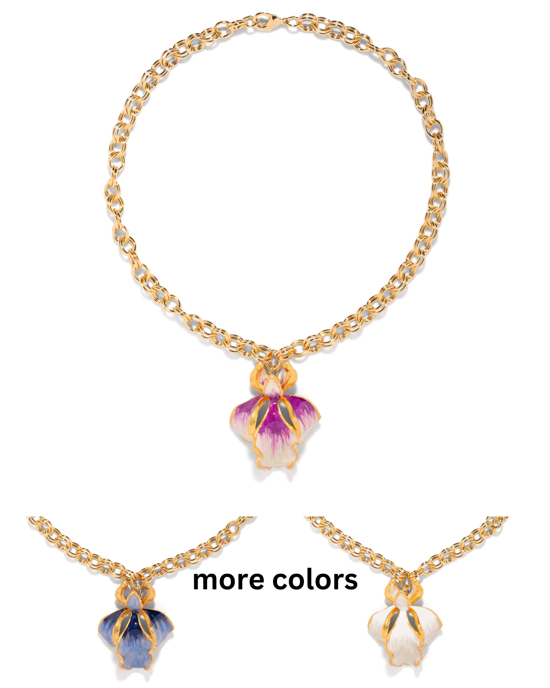 The Pink Reef Single Sculpted Iris Necklace In Tropic
