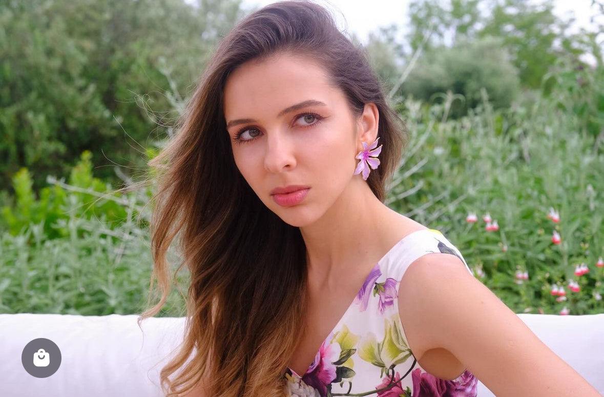 The Pink Reef Tropic Earring In Tropic Purple