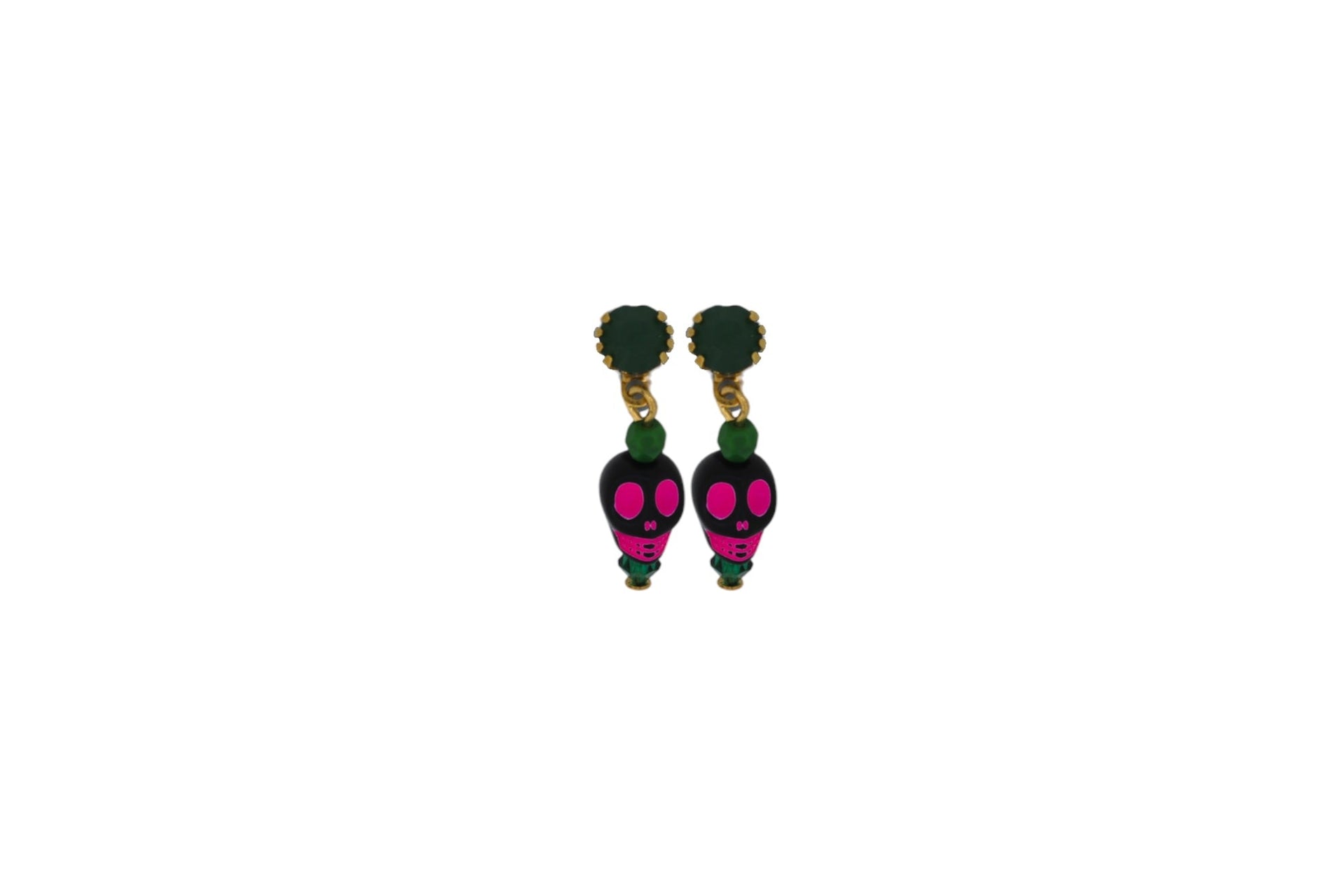 The Pink Spooky Skull Earrings - Pierced