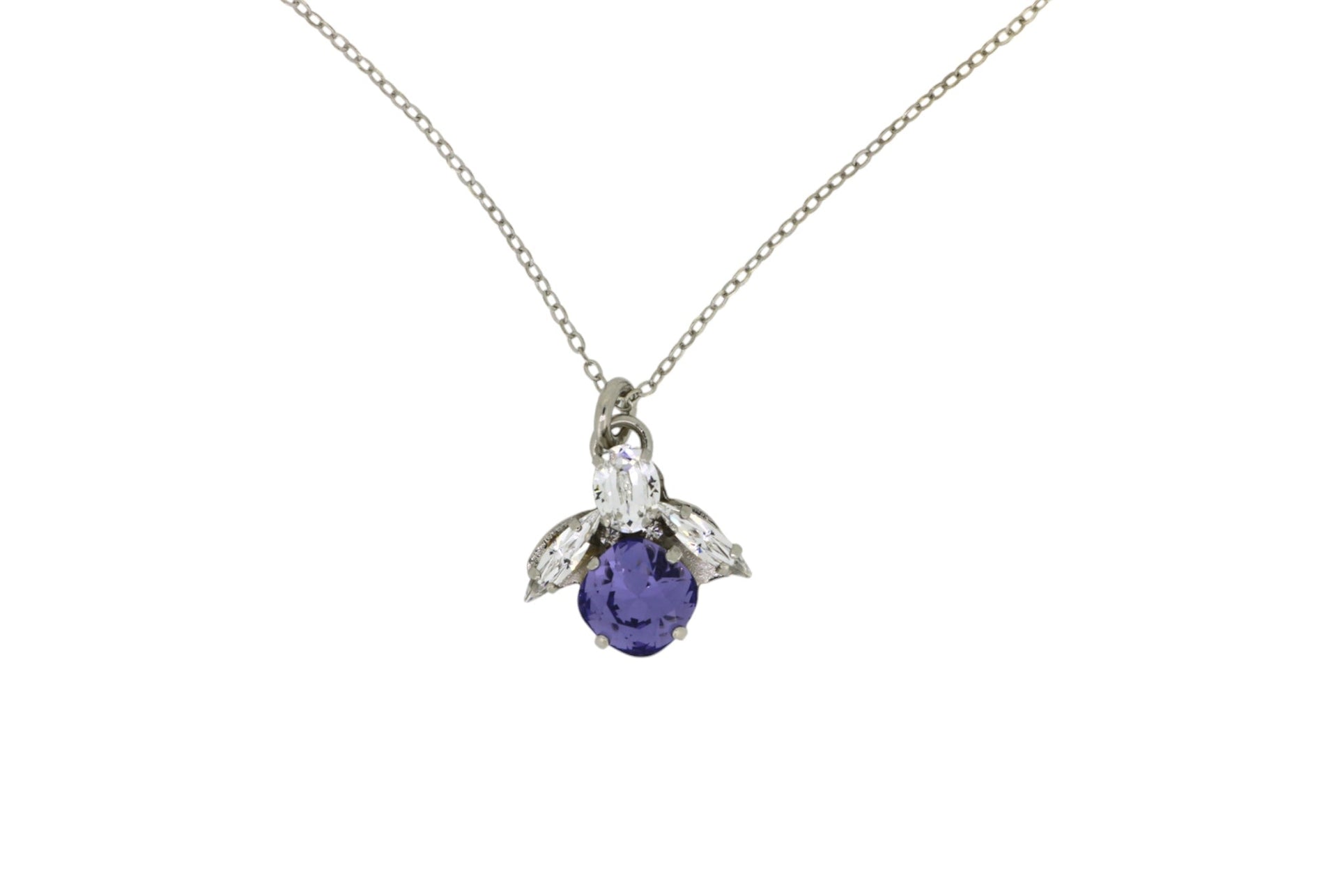 The Purple Bee Necklace In Platinum - Long
