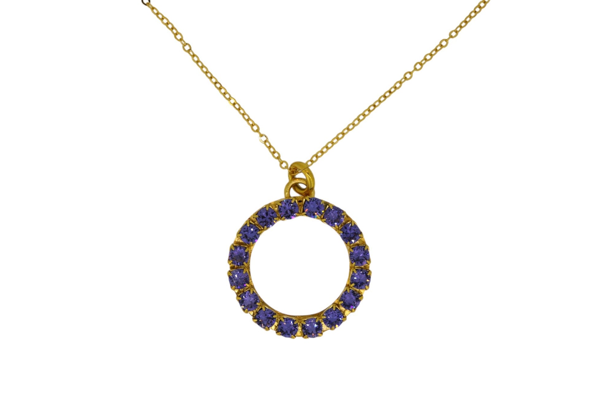 The Purple Hoop Necklace In Gold - Long