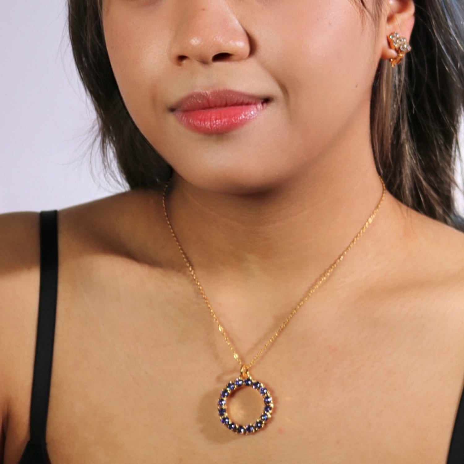 The Purple Hoop Necklace In Gold - Long