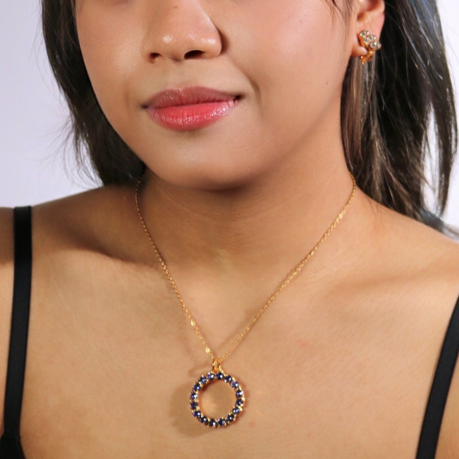 The Purple Hoop Necklace In Gold - Short