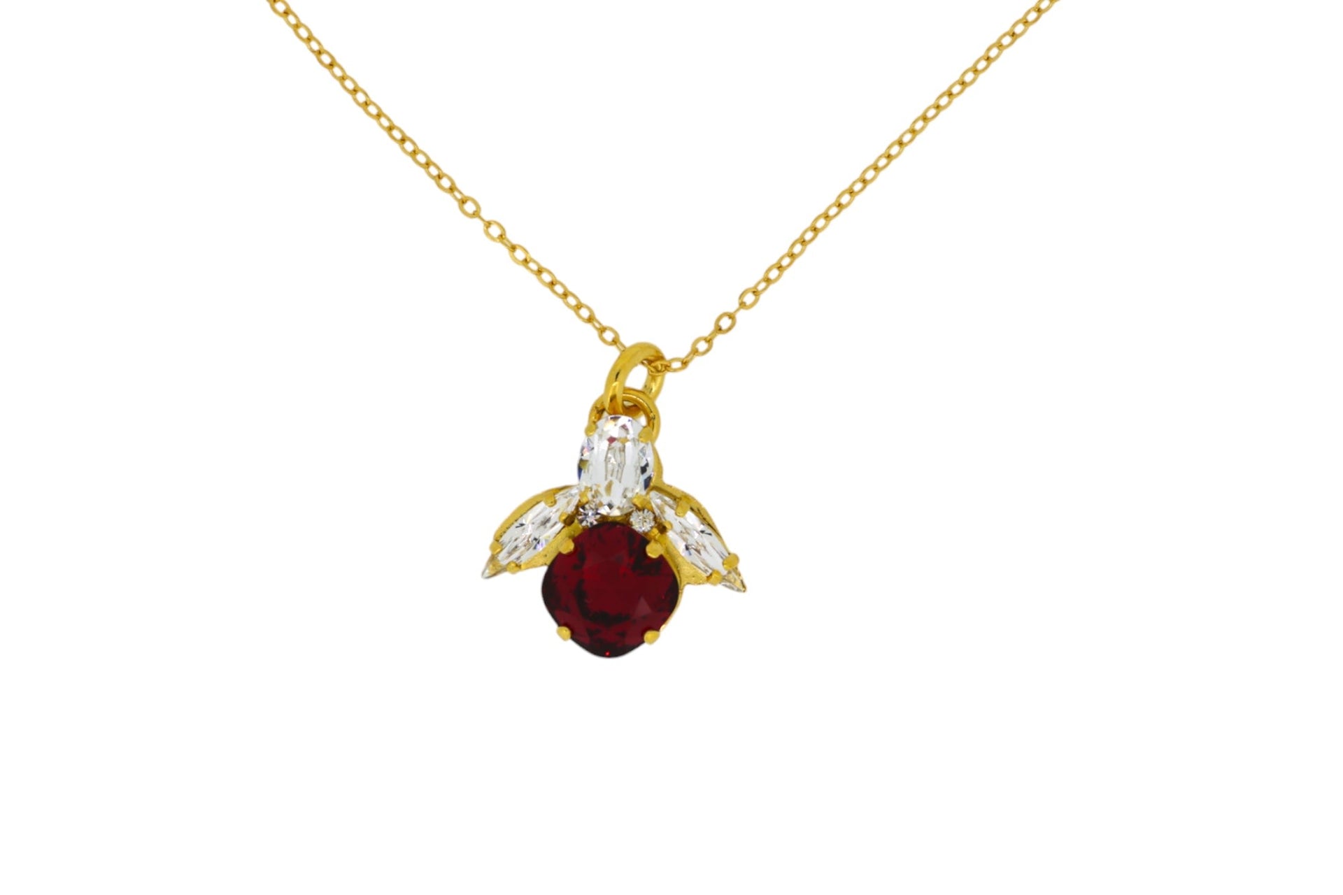 The Red Bee Necklace In Gold - Long