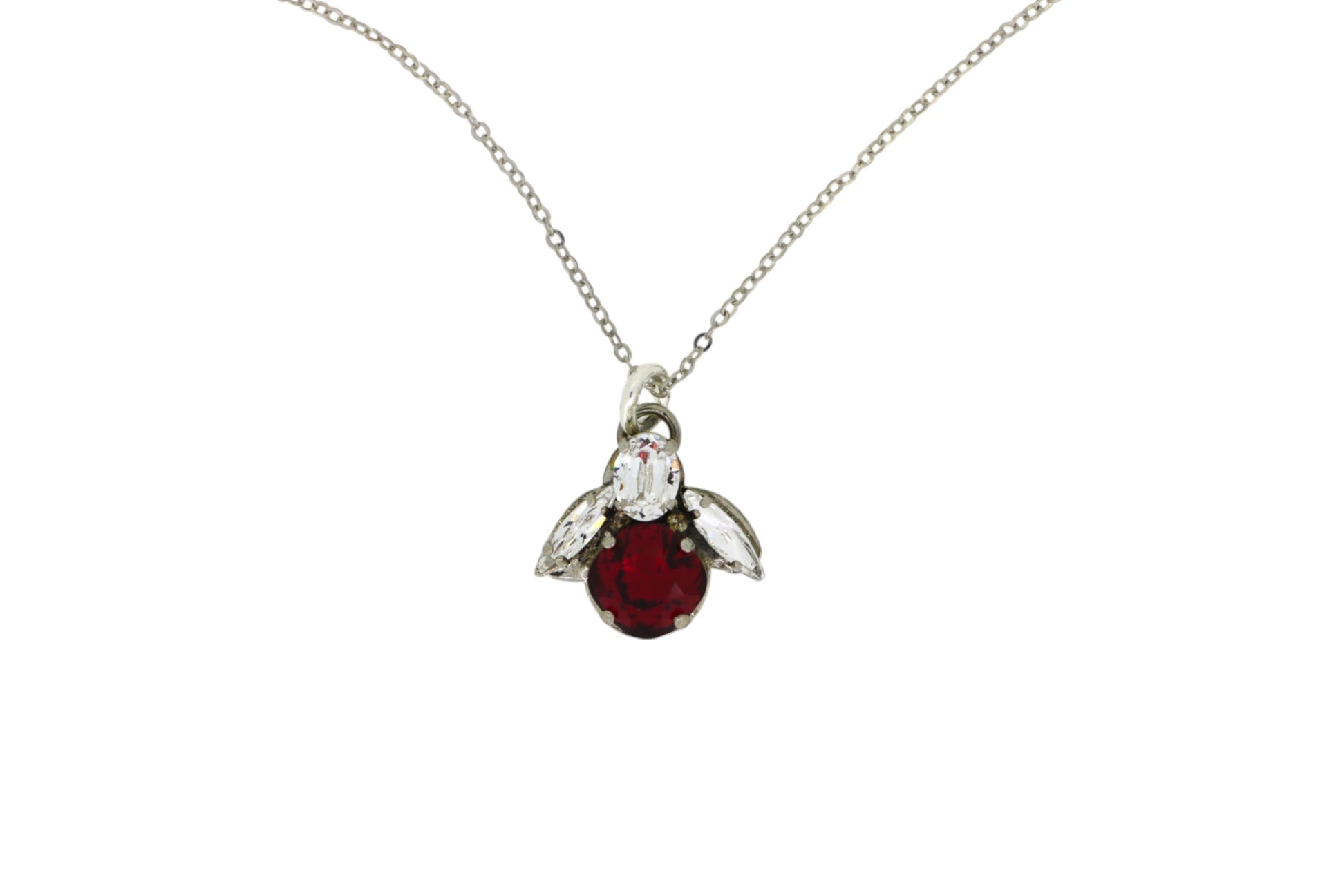 The Red Bee Necklace In Platinum - Long