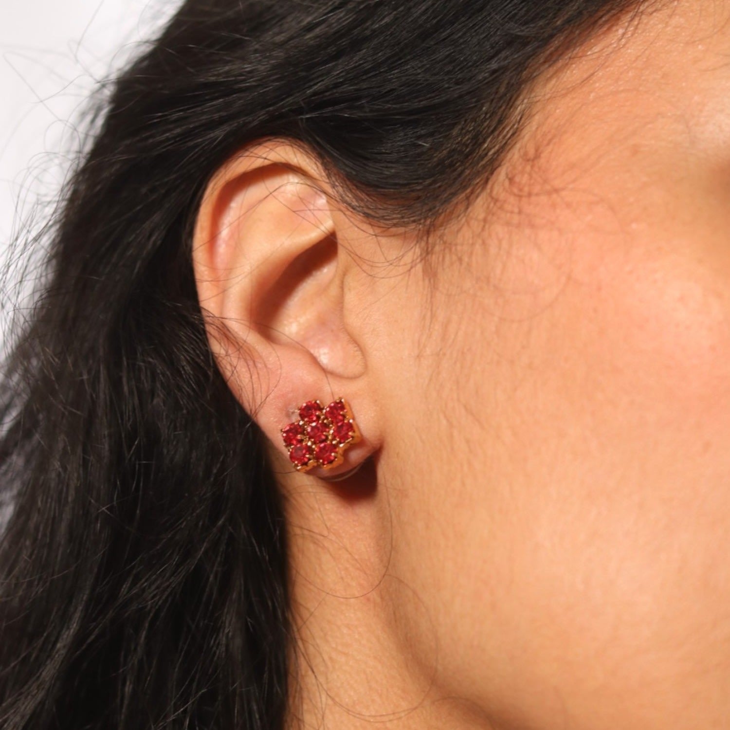 The Red Hive Earrings In Gold - Pierced