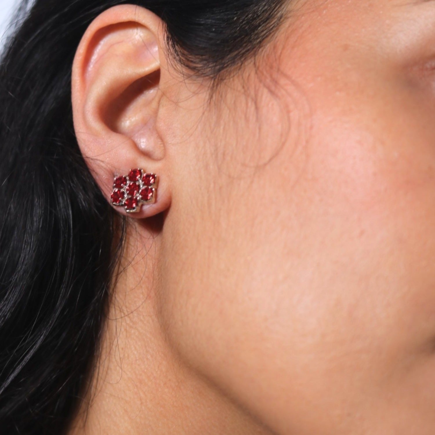 The Red Hive Earrings In Platinum - Pierced