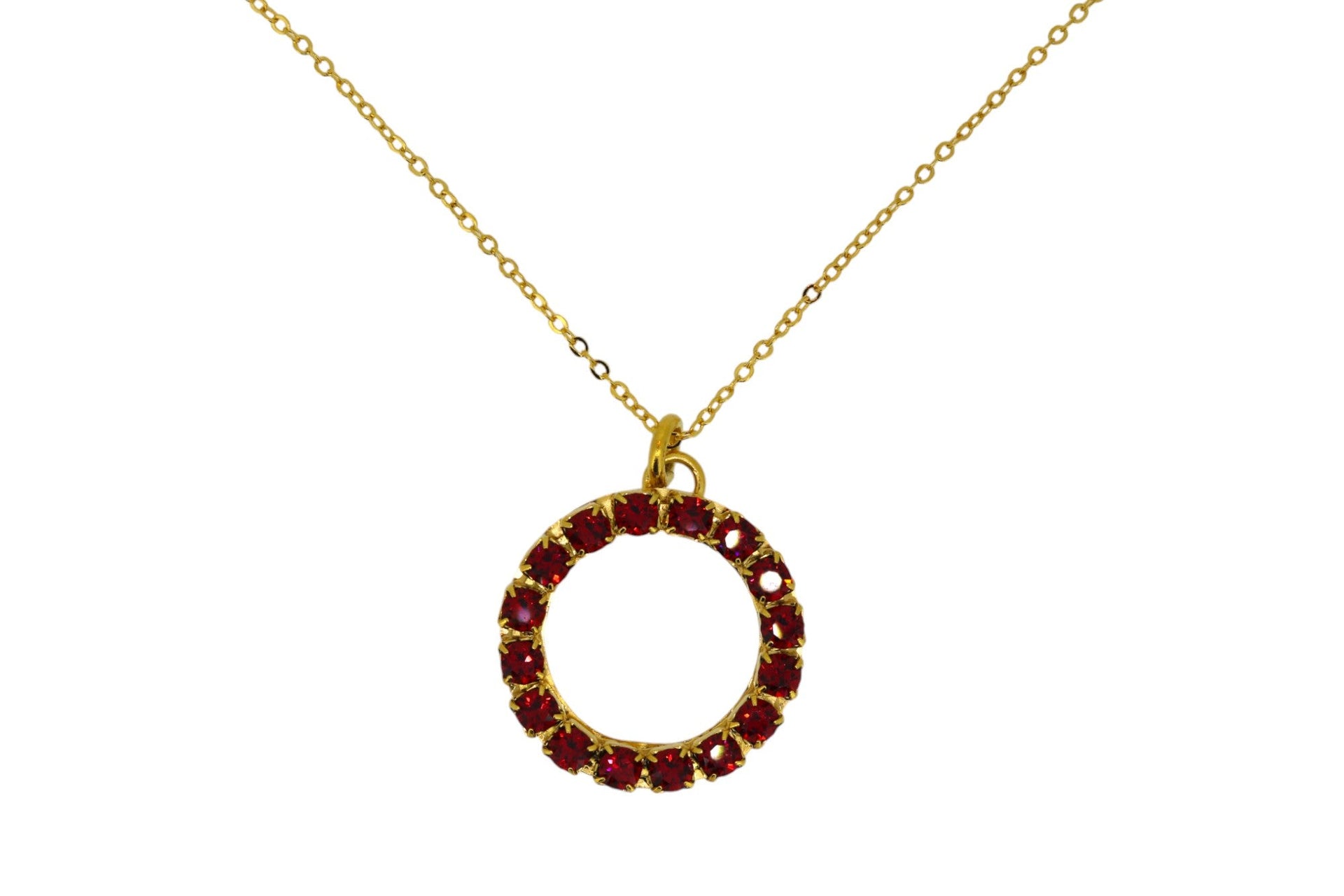 The Red Hoop Necklace In Gold - Long