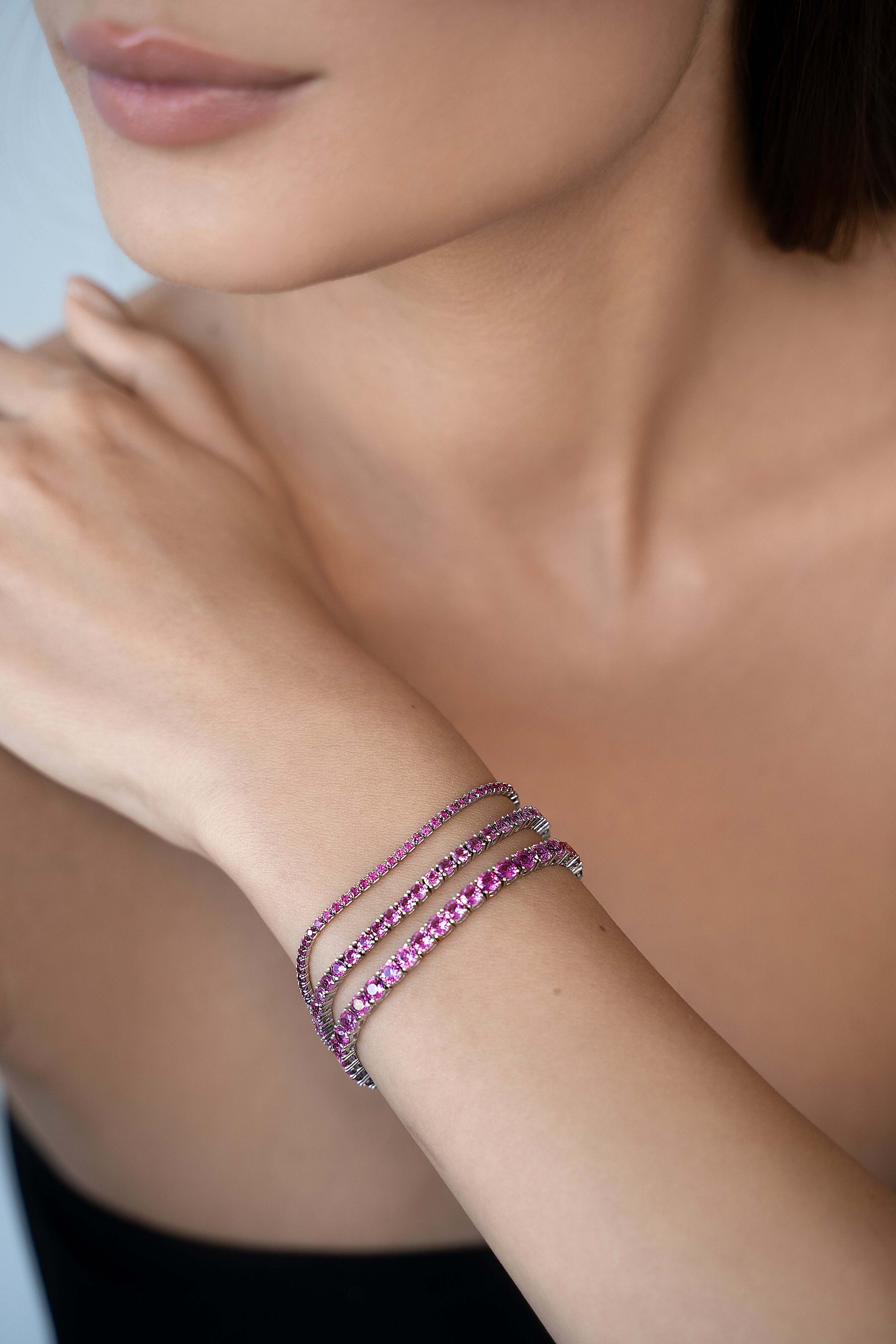 The Rosa Tenné Premium Zirconia Bracelet In Sterling Silver Size Three Mm