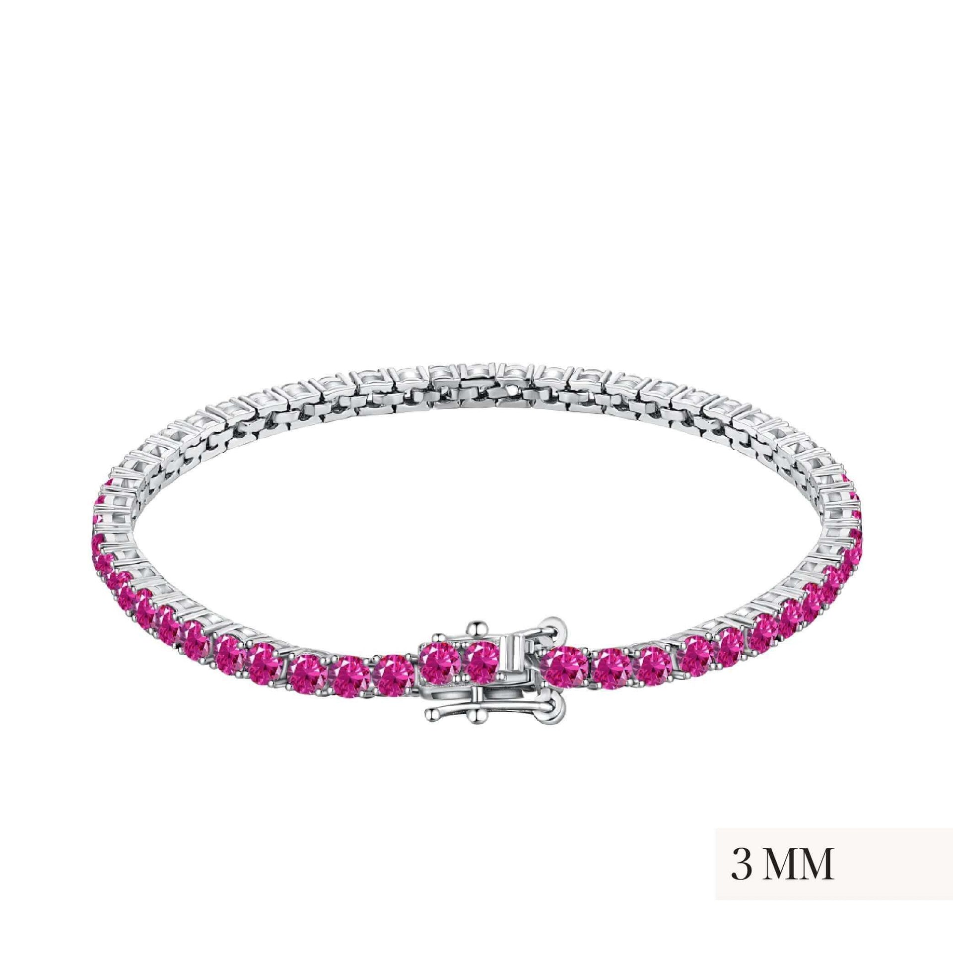 The Rosa Tenné Premium Zirconia Bracelet In Sterling Silver Size Three Mm