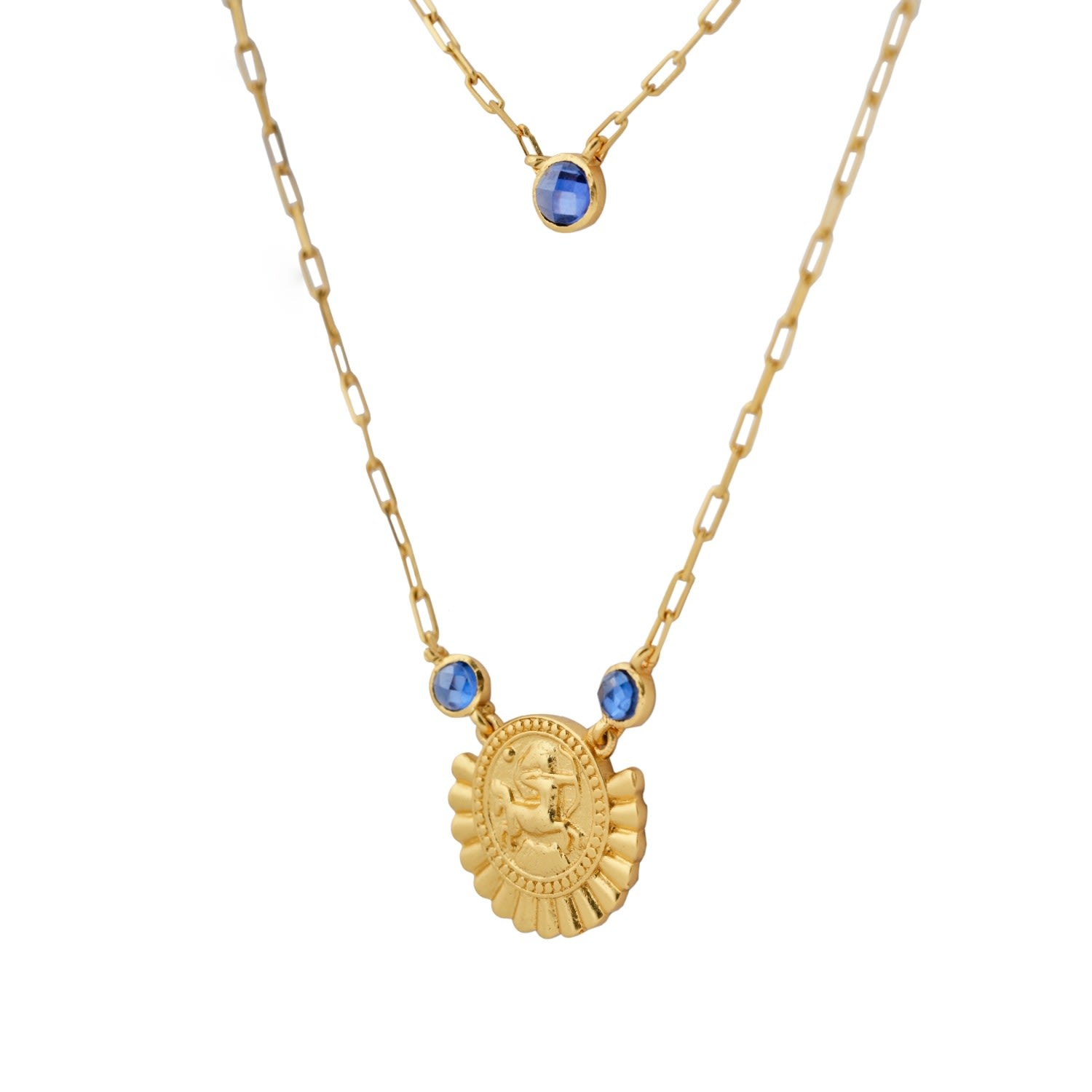 The Sagittarius Zodiac Amulet Necklace In Gold