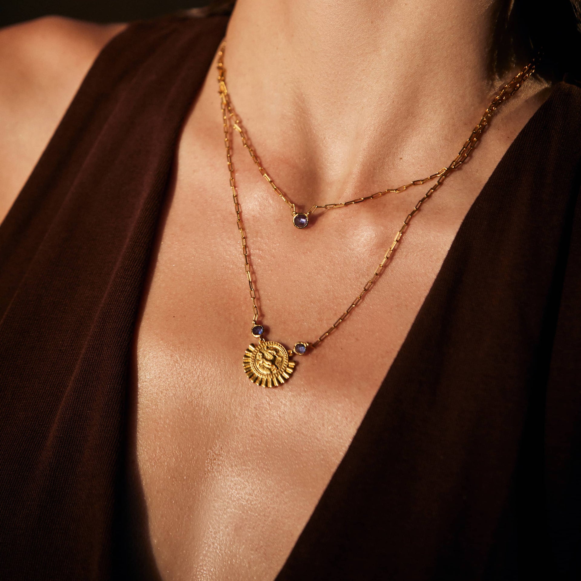 The Sagittarius Zodiac Amulet Necklace In Gold