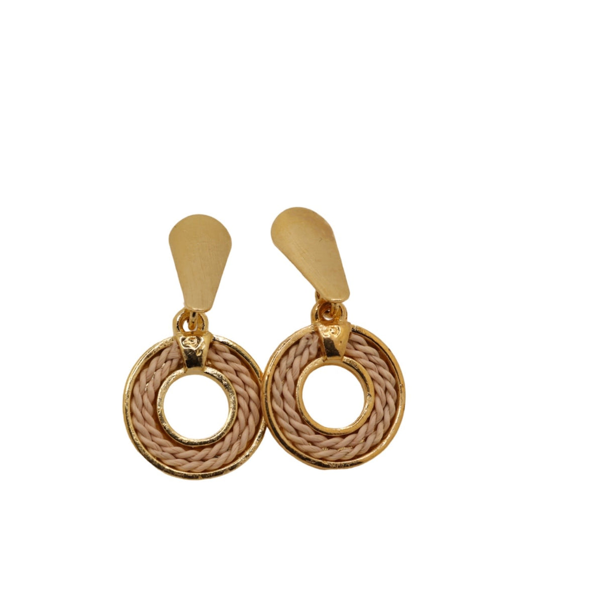 The Single Round Buriti Natural Fiber Earrings