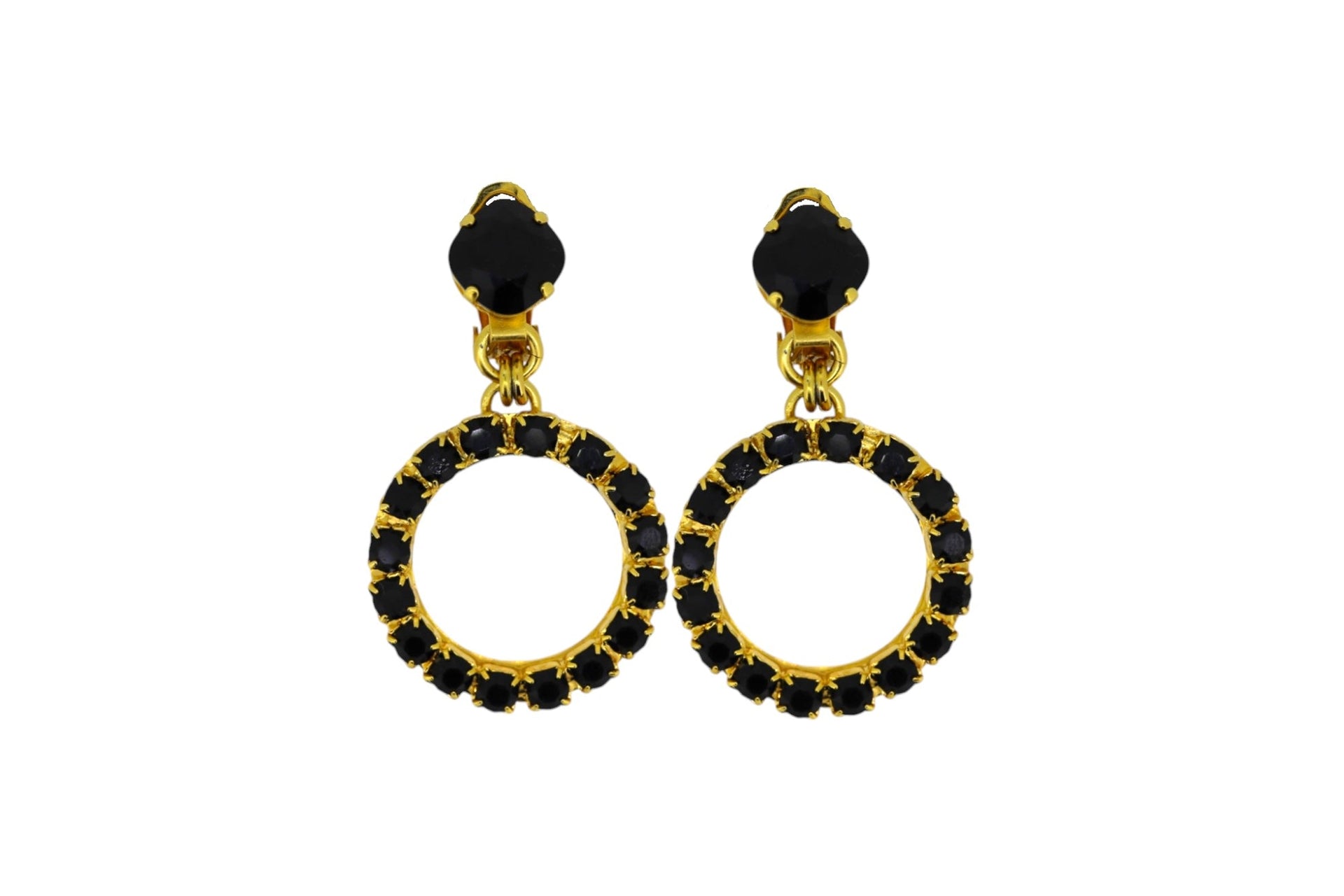 The Small Black Hoop Earrings In Gold - Pierced