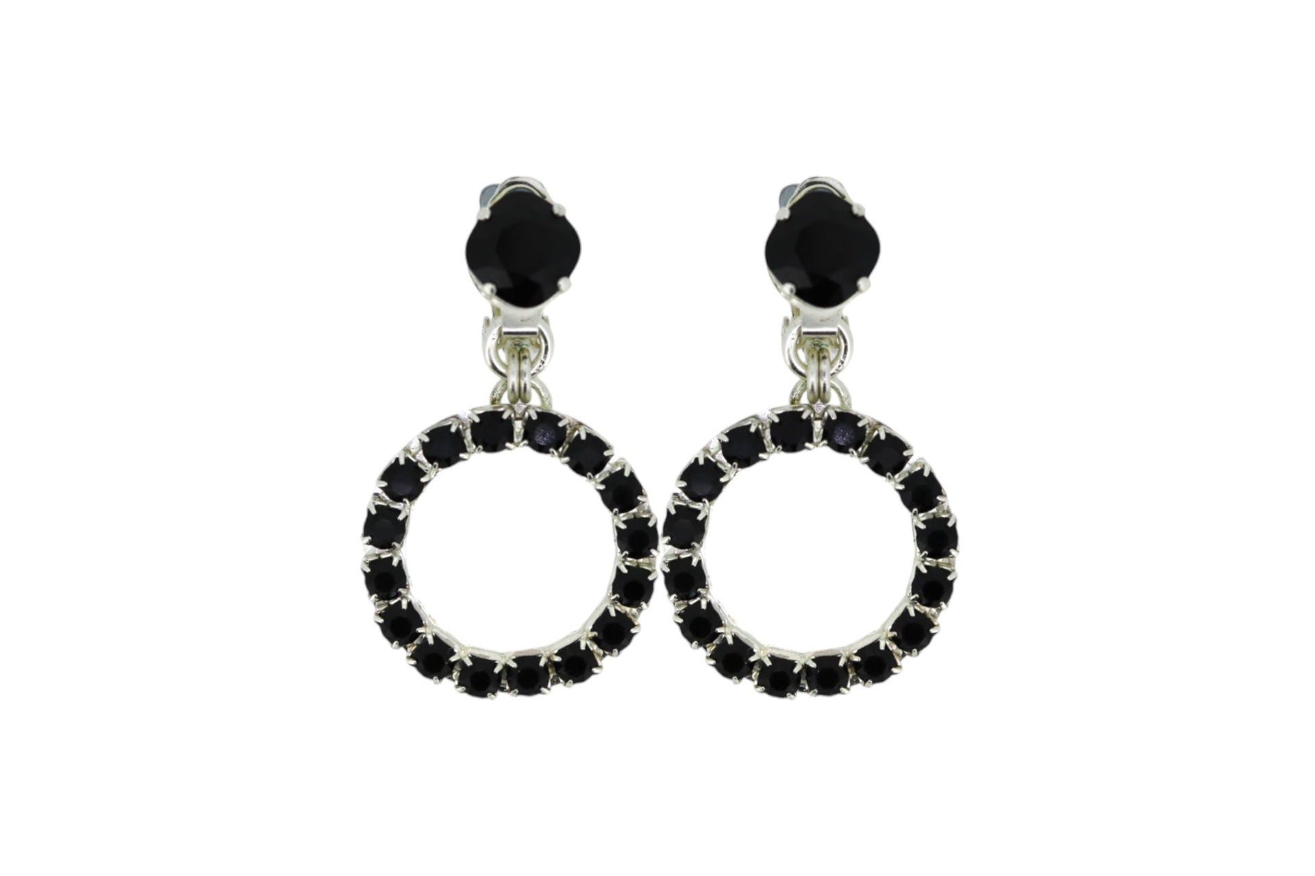 The Small Black Hoop Earrings In Platinum - Clip