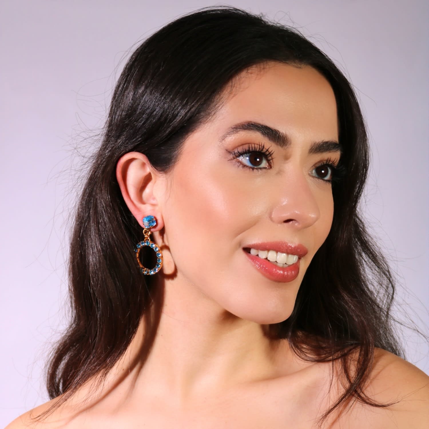 The Small Blue Hoop Earrings In Gold - Pierced