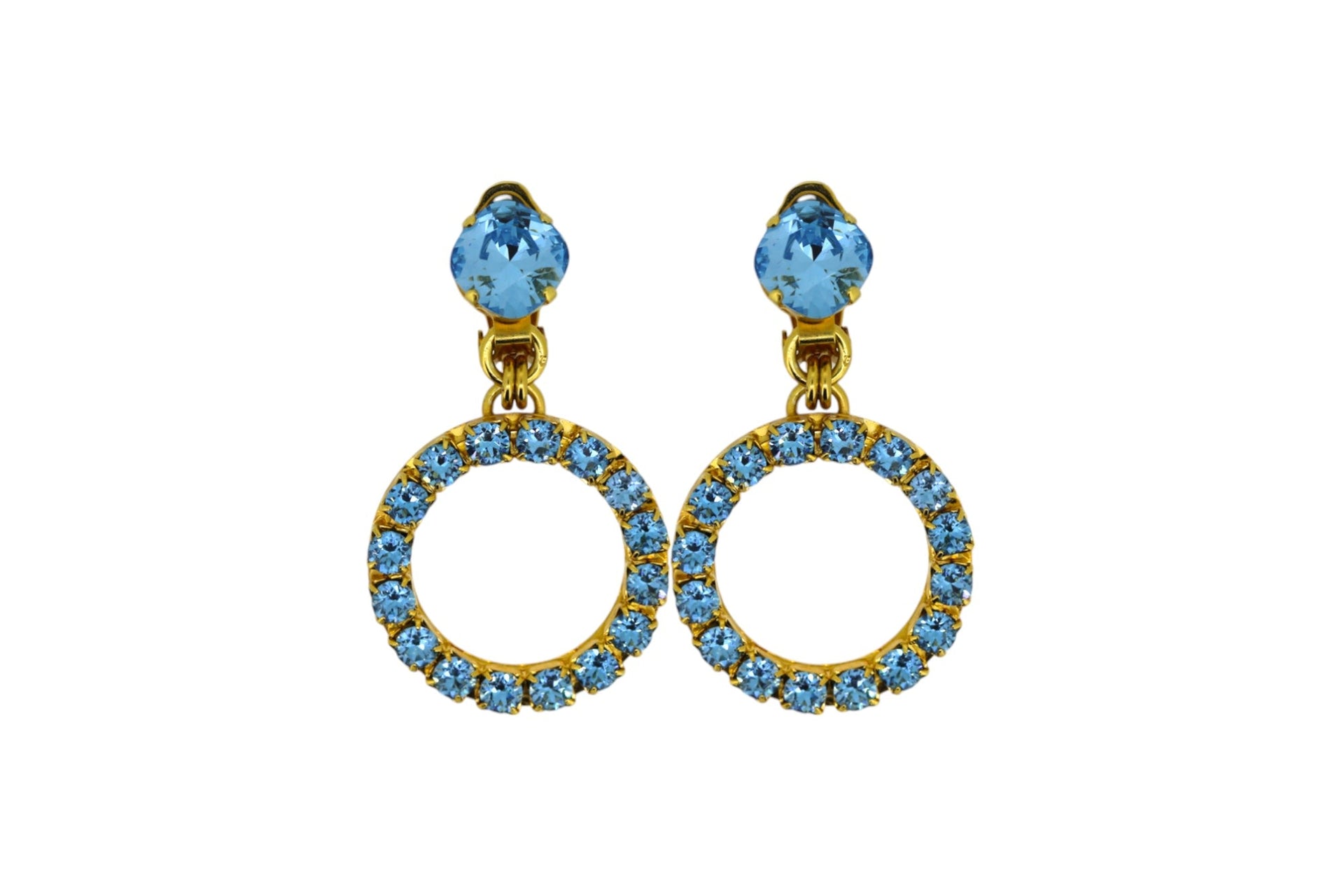 The Small Blue Hoop Earrings In Gold - Pierced