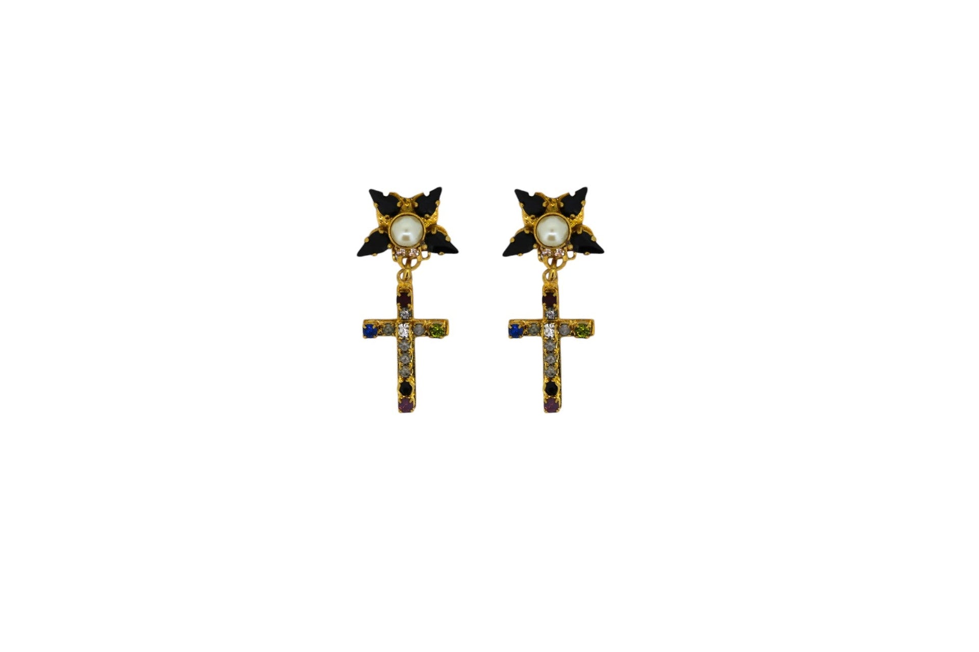The Small Cross Earrings - Pierced