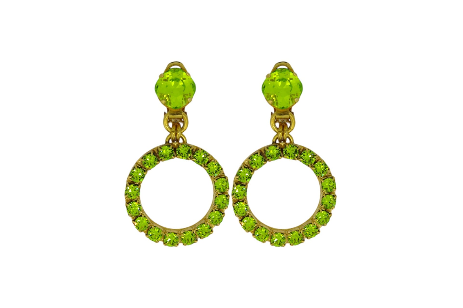 The Small Green Hoop Earrings In Gold - Pierced