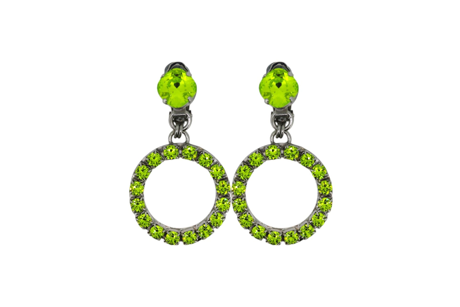 The Small Green Hoop Earrings In Platinum - Clip