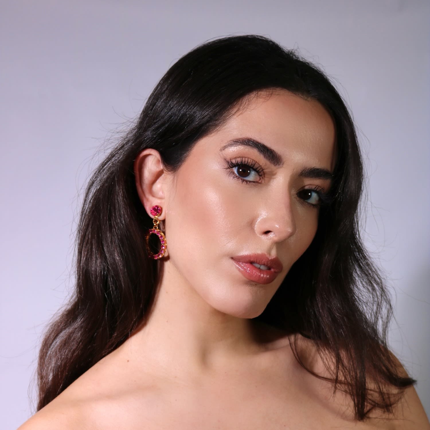 The Small Pink Hoop Earrings In Gold - Pierced