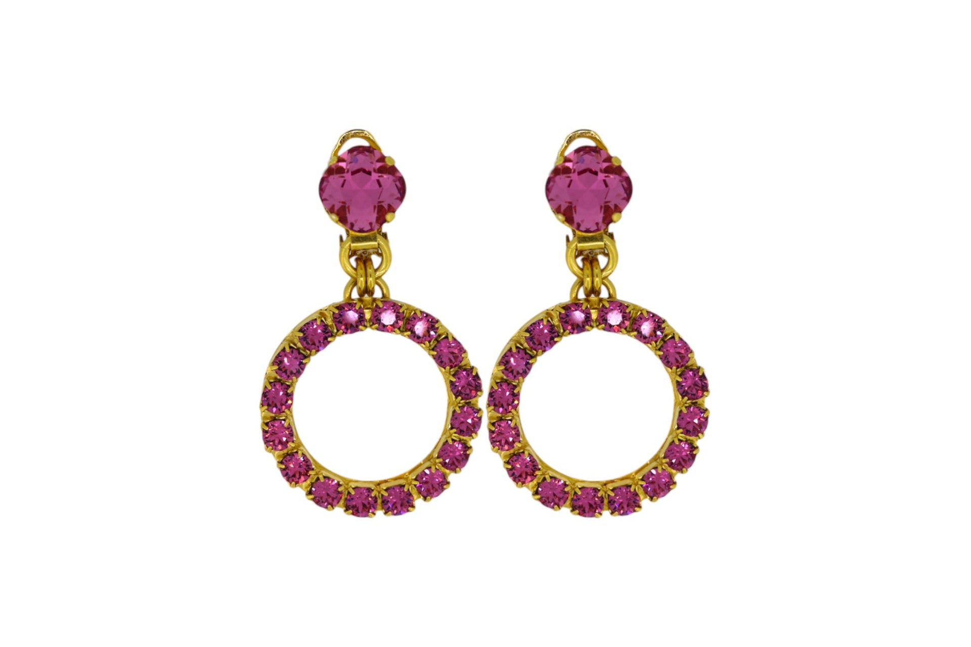 The Small Pink Hoop Earrings In Gold - Pierced